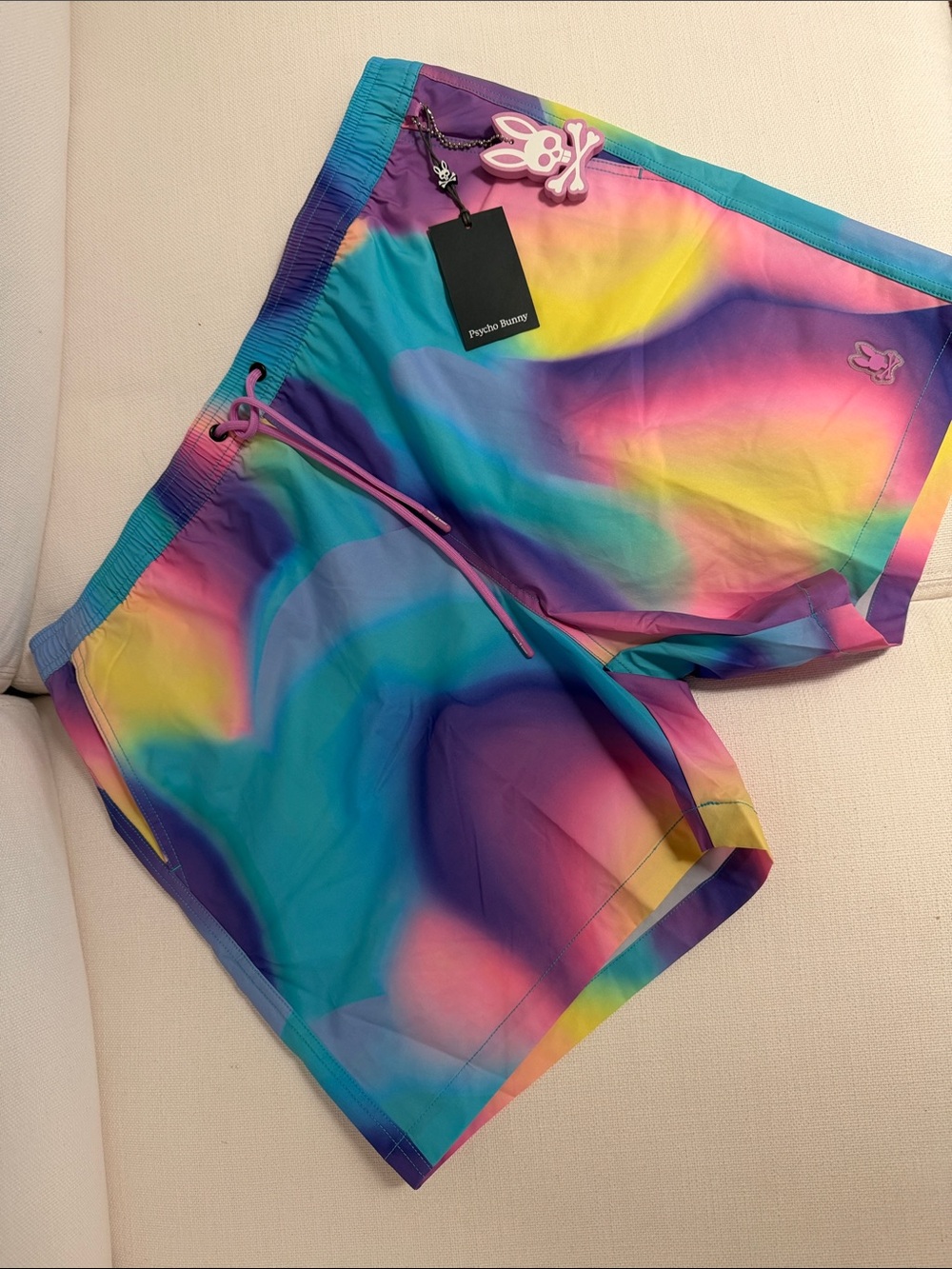 Psycho Bunny Rainbow Tie-Dye Swim Shorts size XXL